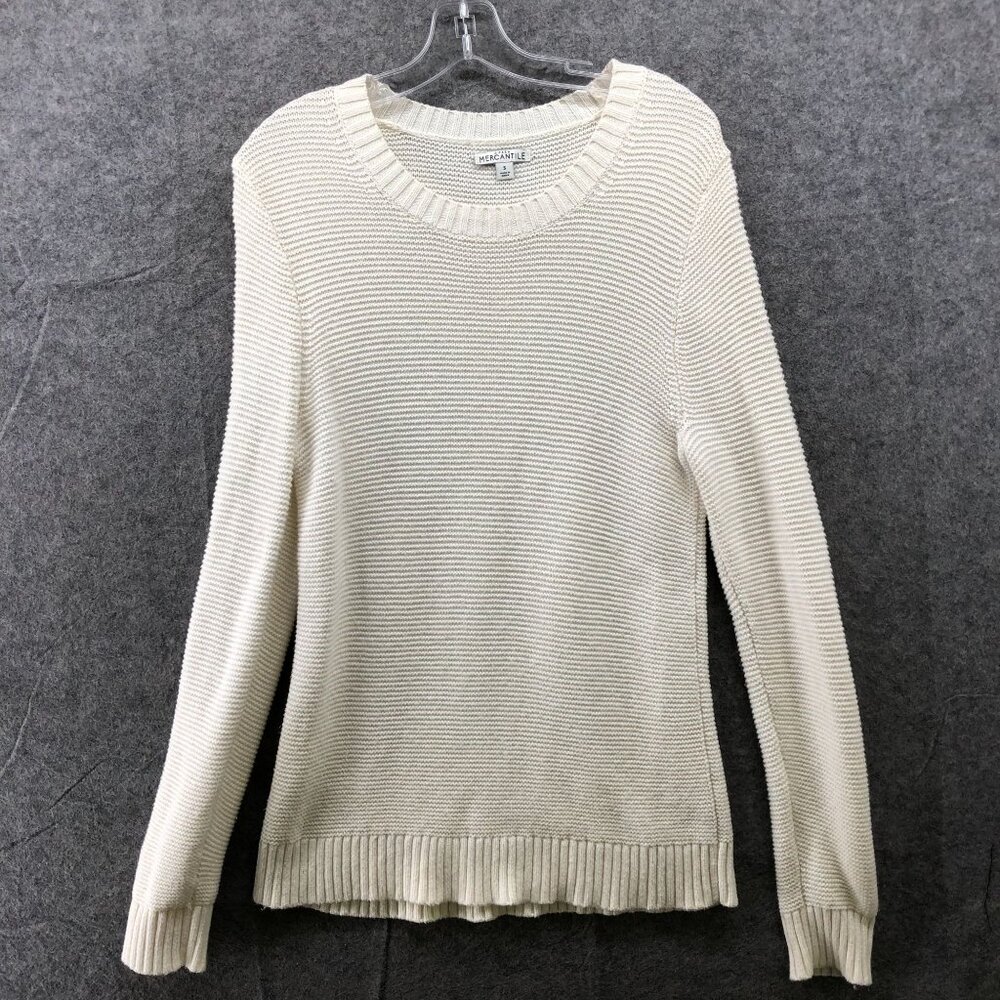 J.‎ Crew Tunic Sweater Womens S Crewneck Ivory Textured Honeycomb Cotton Wool